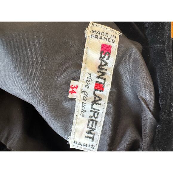 Vintage Saint Laurent Rive Gauche Velvet Long Sleeve Mini Dress - Picture 3 of 7